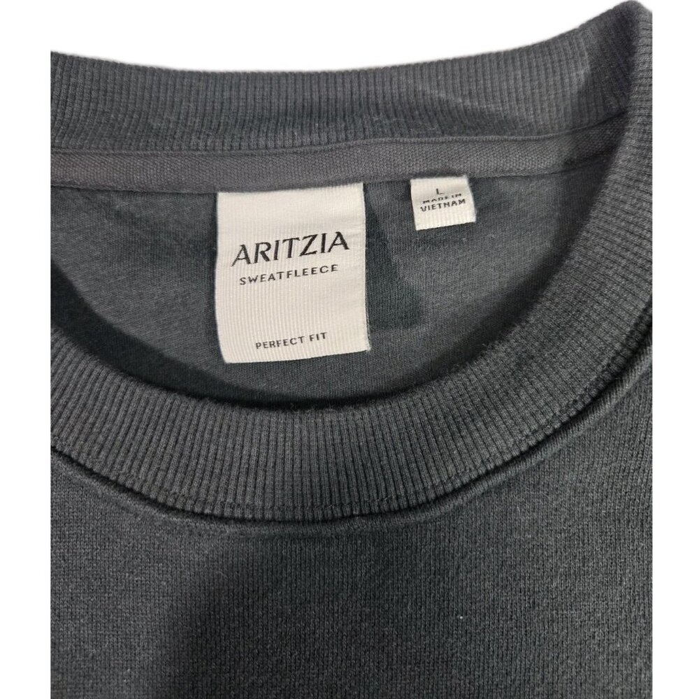 Aritzia Womens SweatFleece Coal Grey Crew Neck Sweatshirt sz L Minimalist Cozy - Picture 4 of 7